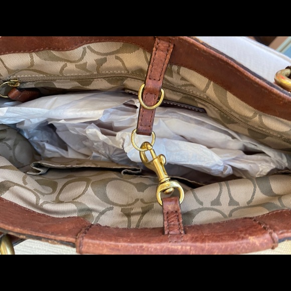 Large Coach Hamptons brown braid carryall - Picture 5 of 7